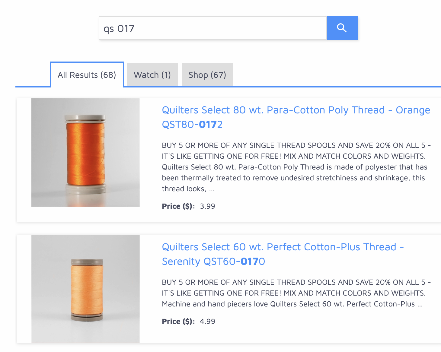 Partial product number matching_Site Search 360